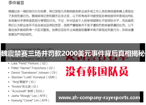 魏震禁赛三场并罚款2000美元事件背后真相揭秘